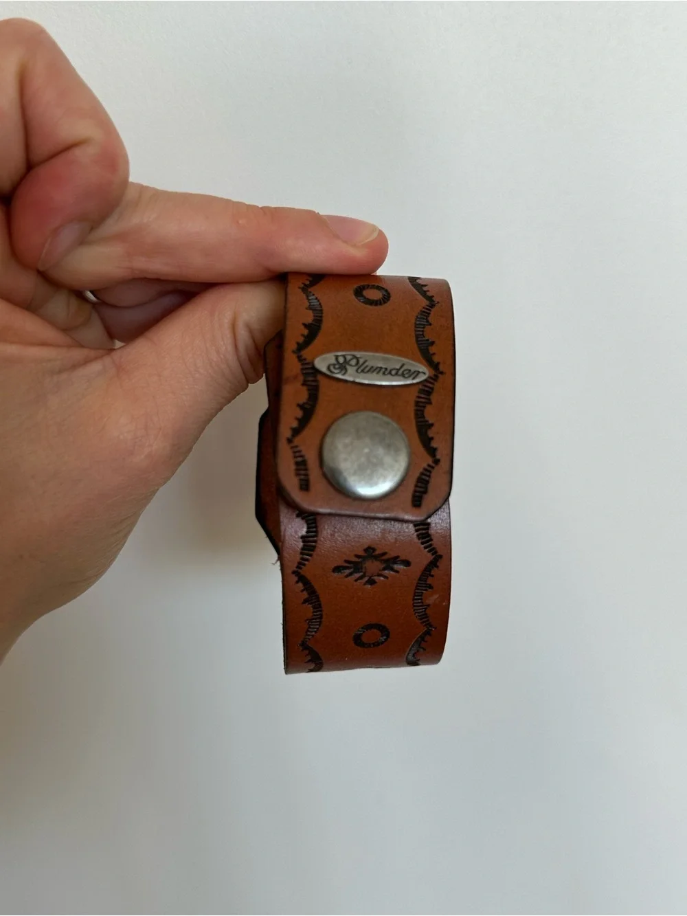 Plunder Brown Leather Cuff with Turquoise Stone Accent